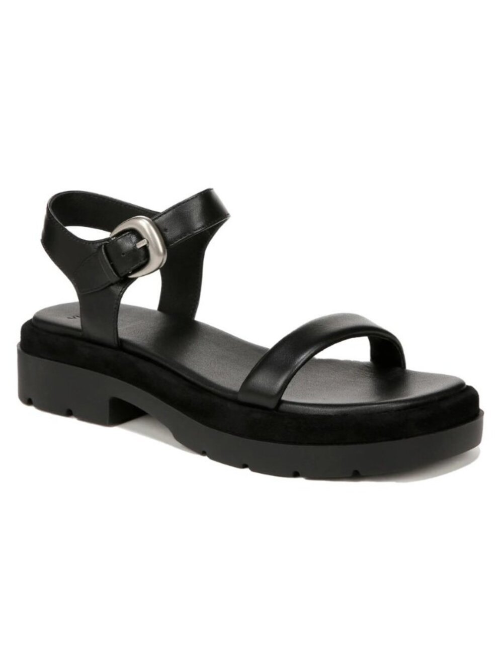 Vince Heloise Women's Ankle Strap Leather Platform Sandals in Black Size 8